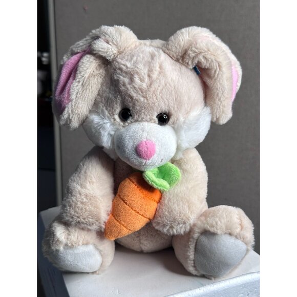 Animal Adventure Easter Bunny Rabbit Holding Carrot Tan 8” Stuffed Animal Plush - Picture 2 of 3